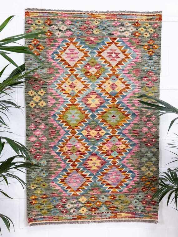 12955 Afghan Vegetable Dyed Kilim Rug 101x157cm (3.3 x 5.1ft)