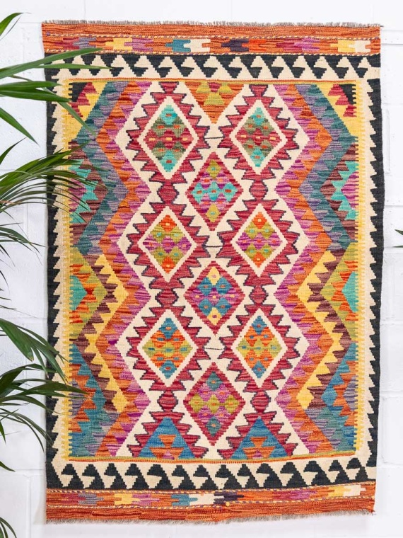 12957 Afghan Vegetable Dyed Kilim Rug 104x151cm (3.5 x 4.11ft)