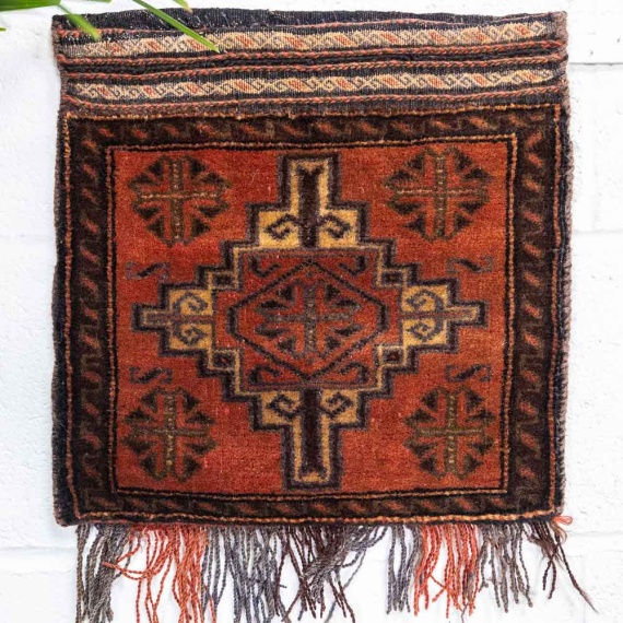 CC1552 Vintage Tribal Afghan Baluch Carpet Cushion Cover 37x37cm (1.2 x 1.2ft)