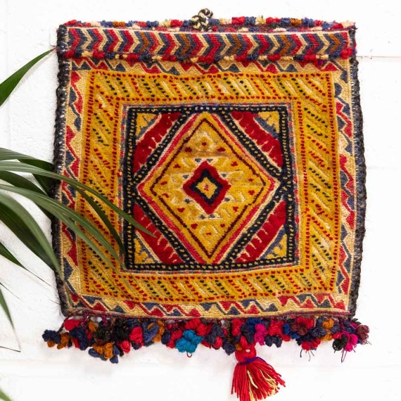 CC1564 Vintage Tribal Afghan Double Sided Baluch Carpet Cushion Cover 33x34cm (1.0 x 1.1ft)