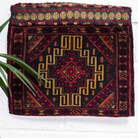 CC1566 Vintage Double Sided Tribal Afghan Baluch Carpet Cushion Cover 35x39cm (1.1 x 1.3ft)
