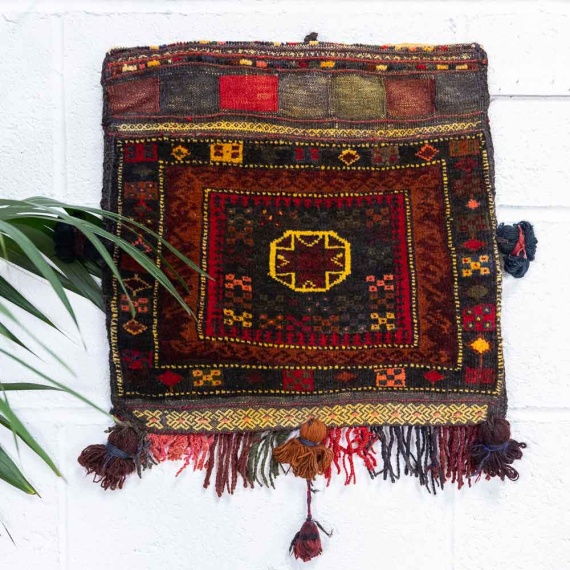 CC1575 Vintage Tribal Afghan Baluch Carpet Cushion Cover 42x43cm (1.4 x 1.5ft)