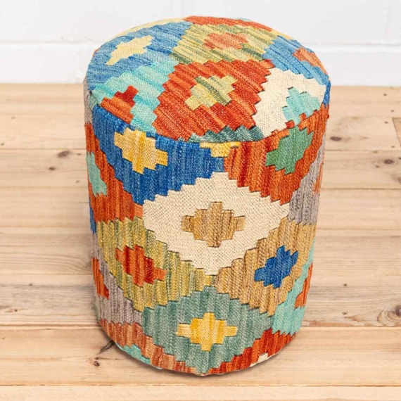 Round Afghan Kilim Stool