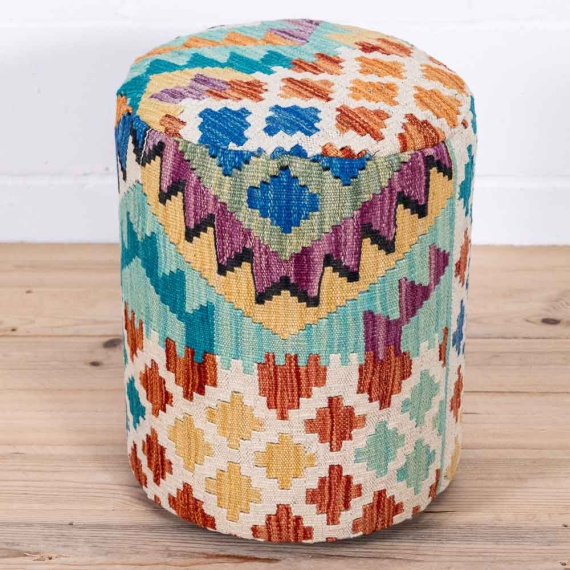 Round Afghan Kilim Stool