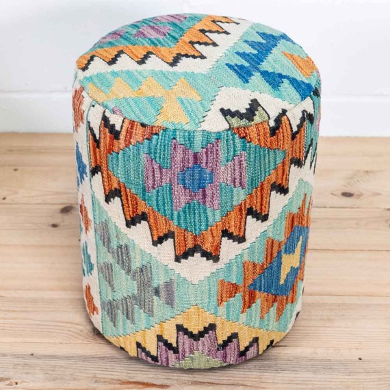 Round Afghan Kilim Stool