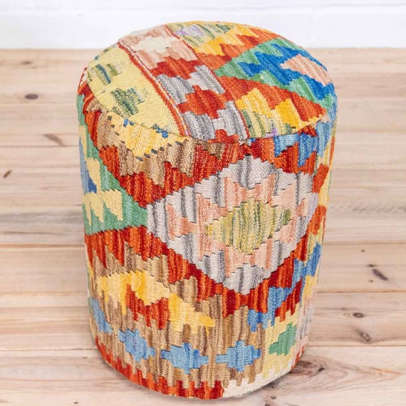 Round Afghan Kilim Stool