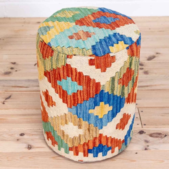 Round Afghan Kilim Stool