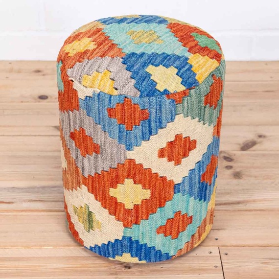 Round Afghan Kilim Stool