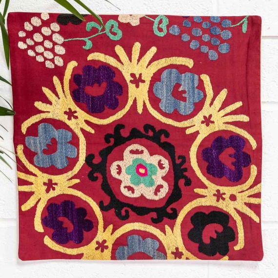 SC720 Uzbek Embroidered Suzani Cushion Cover 46x46cm