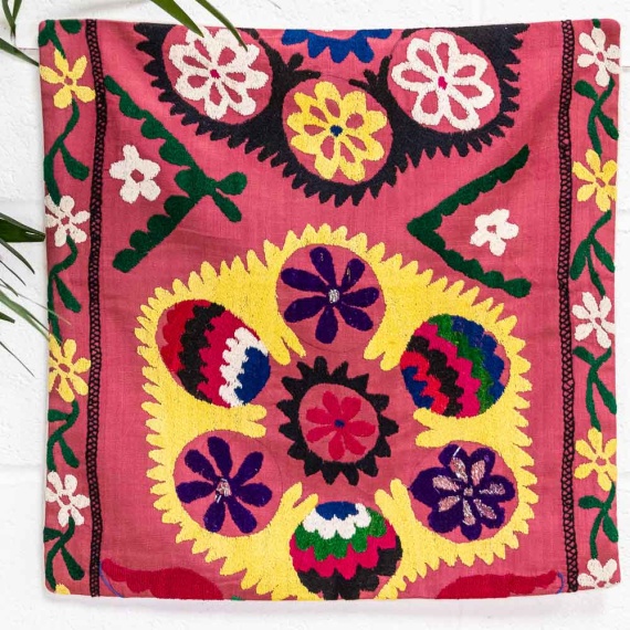 SC723 Uzbek Embroidered Suzani Cushion Cover 49x49cm