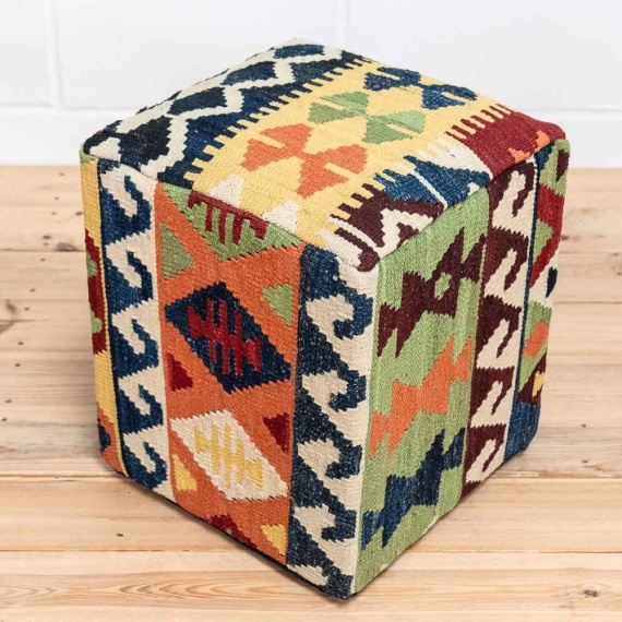 Square Afghan Kilim Stool