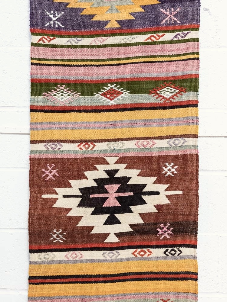 11769 Turkish Vintage Acipayam Kilim Runner Rug 62x294cm (2.0 x 9.7ft)