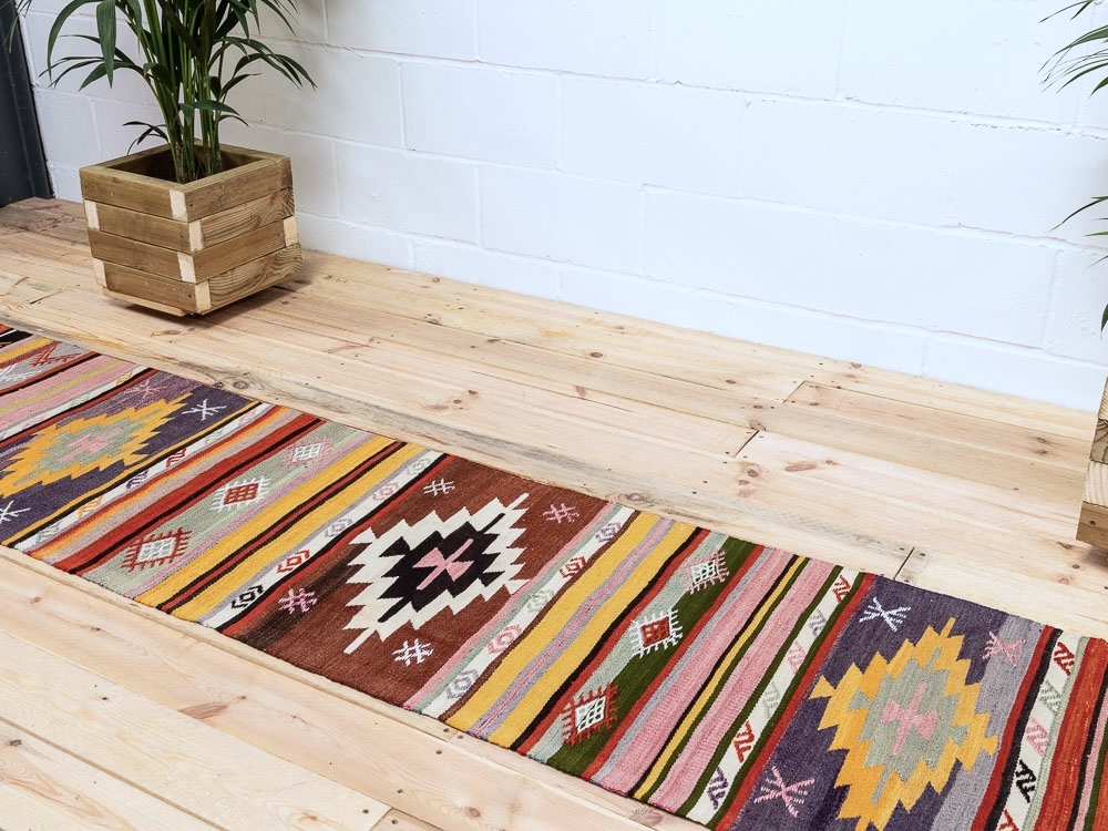 11769 Turkish Vintage Acipayam Kilim Runner Rug 62x294cm (2.0 x 9.7ft)