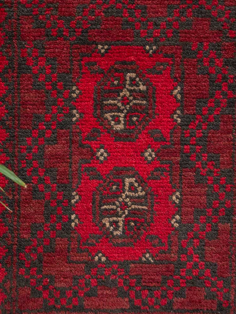 12563 Small Afghan Red Aq Chah Rug 49x66cm (1.7 x 2.2ft)