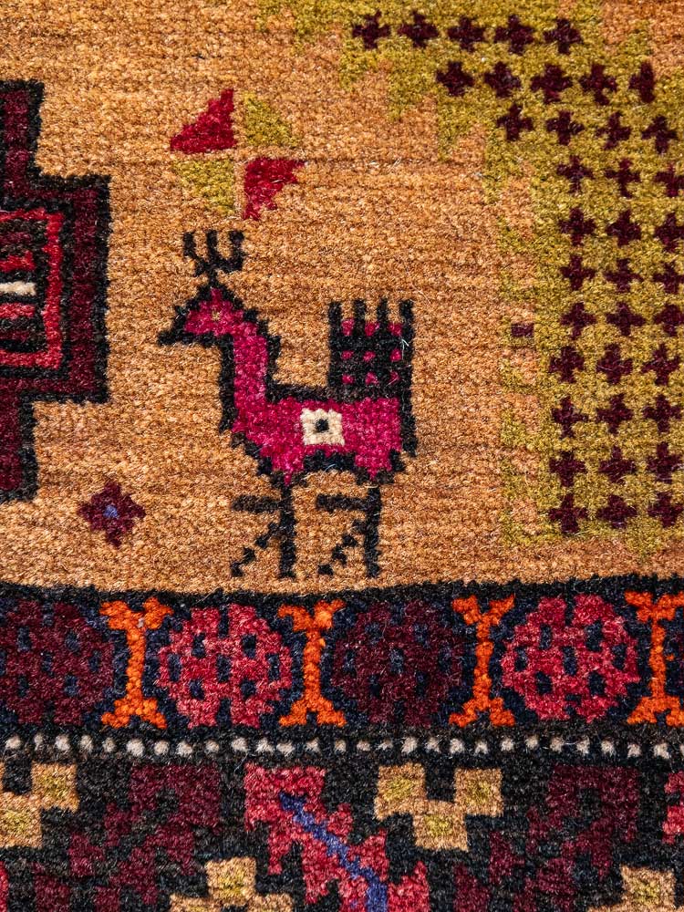 12575 Small Vintage Afghan Baluch Rug 63x64cm (2.0 x 2.1ft)