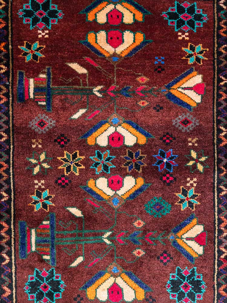 12576 Small Vintage Afghan Baluch Rug 56x66cm (1.10 x 2.2ft)
