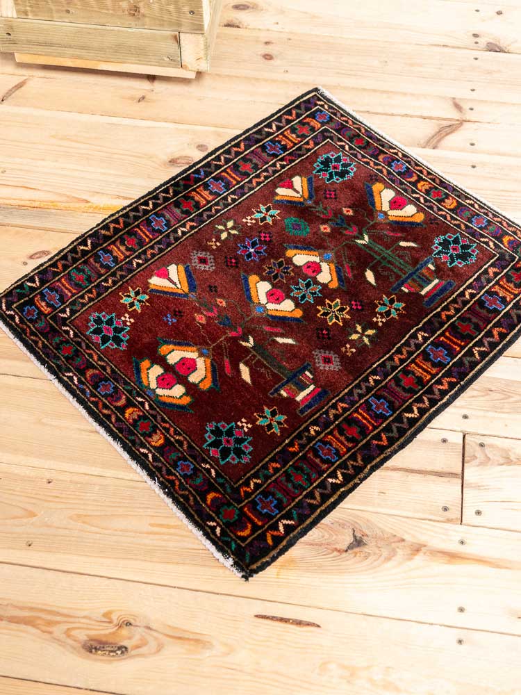 12576 Small Vintage Afghan Baluch Rug 56x66cm (1.10 x 2.2ft)