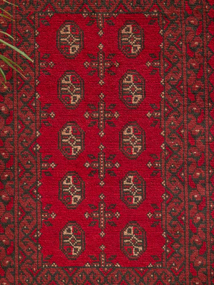 12578 Afghan Red Aq Chah Rug 78x119cm (2.6 x 3.11ft)