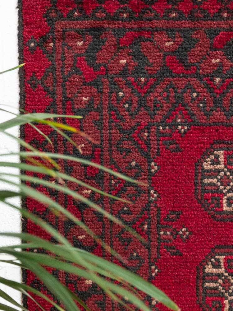 12578 Afghan Red Aq Chah Rug 78x119cm (2.6 x 3.11ft)