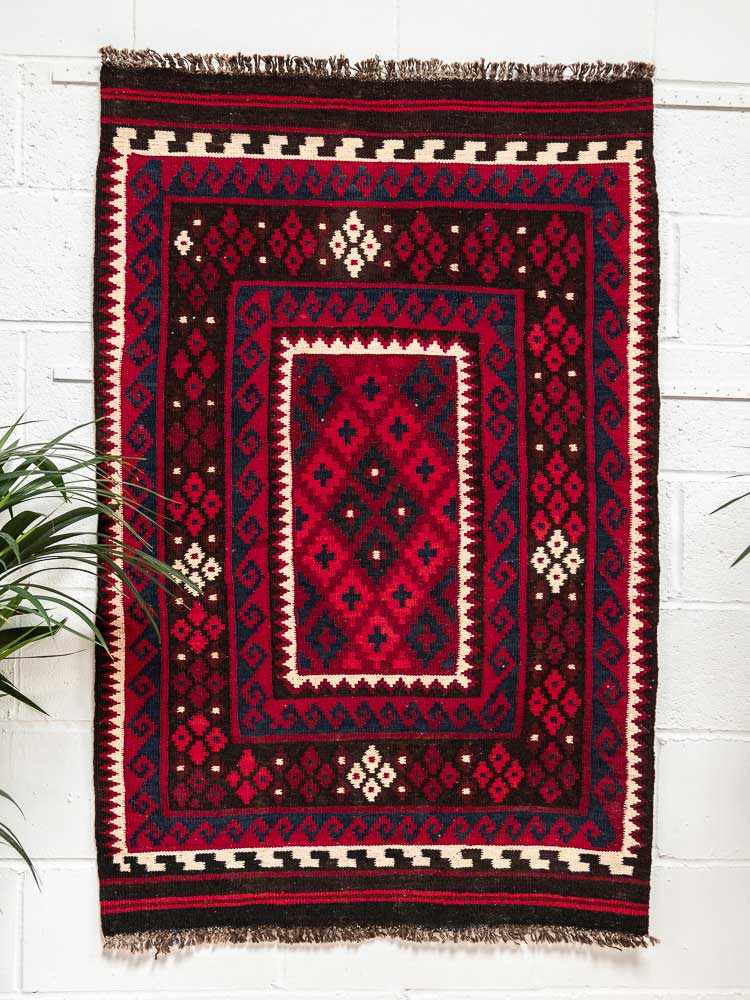 12581 Fine Afghan Ghalmouri Kilim Flatweave Rug 97x148cm (3.2 x 4.10ft)