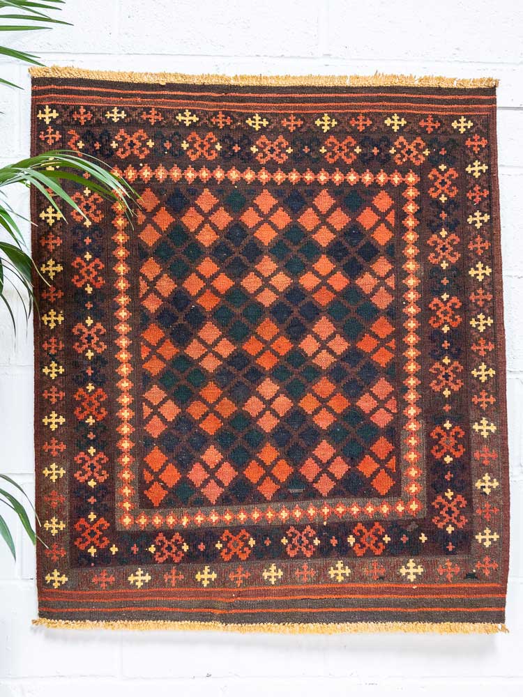 12587 Fine Afghan Ghalmouri Kilim Flatweave Rug 103x118cm (3.4 x 3.10ft)