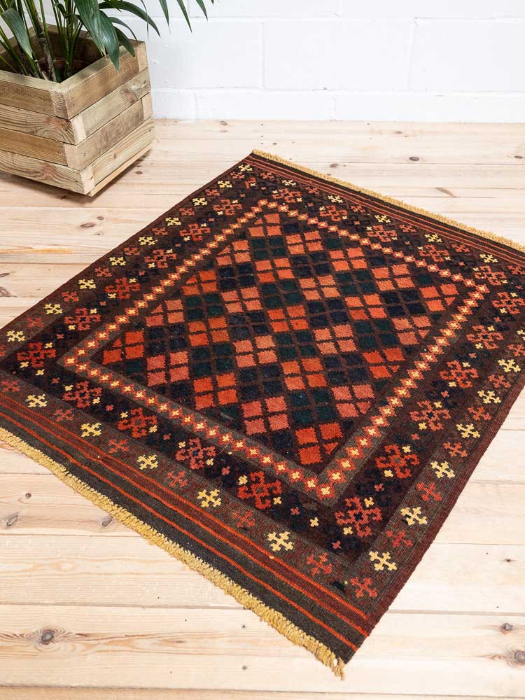 12587 Fine Afghan Ghalmouri Kilim Flatweave Rug 103x118cm (3.4 x 3.10ft)