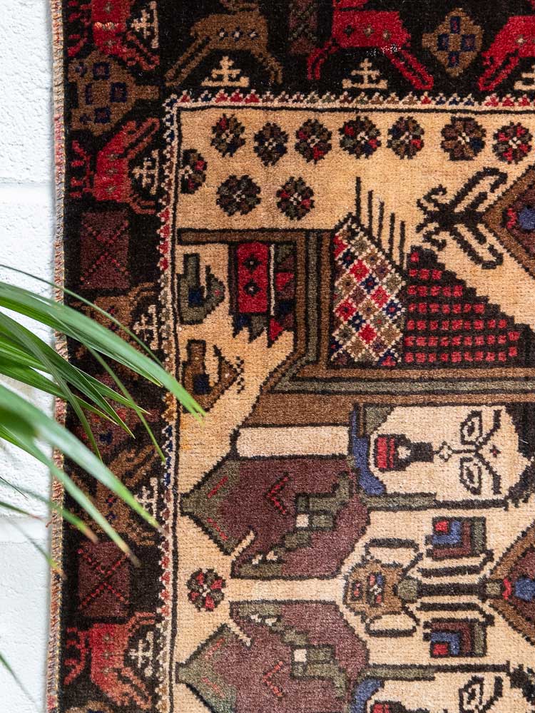 12590 Small Vintage Afghan Baluch Rug 44x88cm (1.5 x 2.10ft)