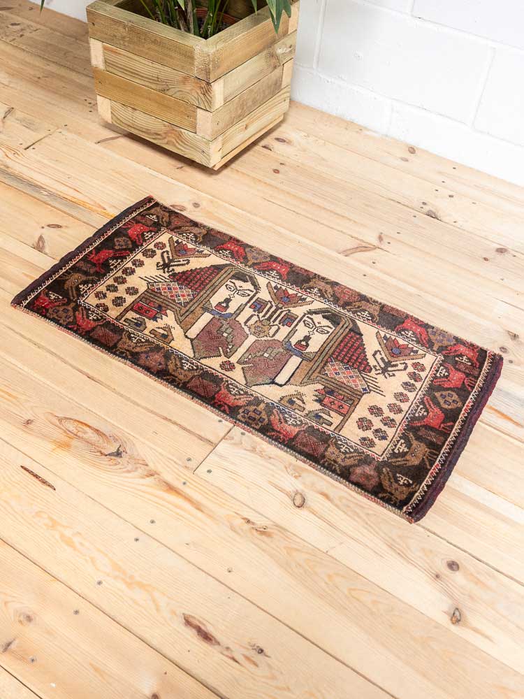 12590 Small Vintage Afghan Baluch Rug 44x88cm (1.5 x 2.10ft)