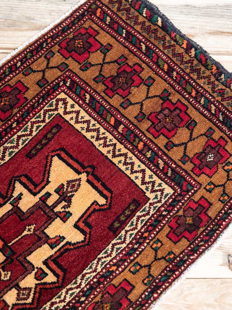 12591 Small Vintage Afghan Baluch Rug 46x97cm (1.6 x 3.2ft)