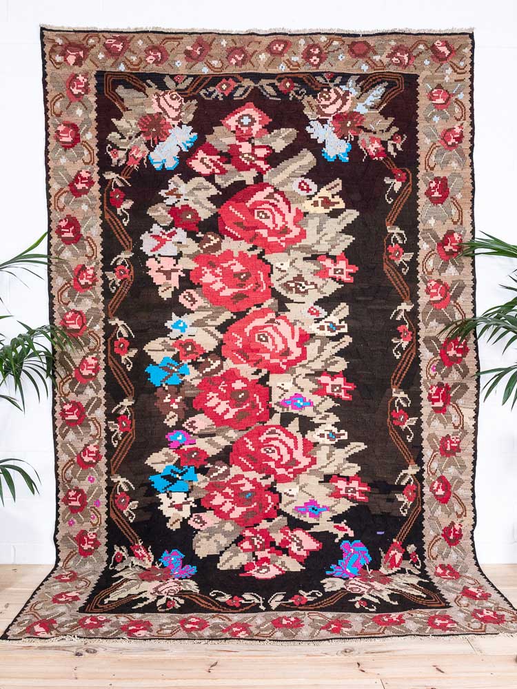 12594 Vintage Turkish Erzurum Bardizi Kilim Rug 205x324cm (6.8 x 10.7ft)