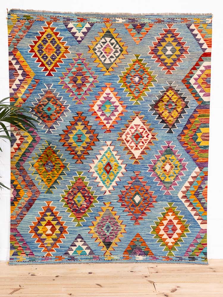 12601 Afghan Vegetable Dyed Kilim Rug 159x199cm (5.2 x 6.6ft)