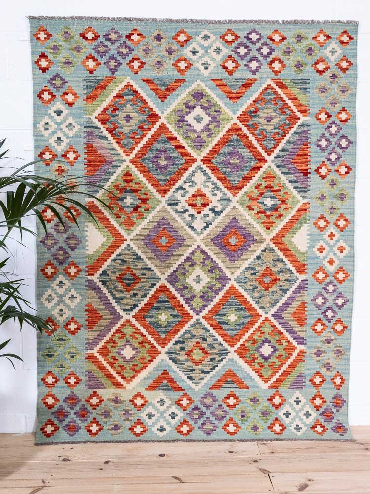 12603 Afghan Vegetable Dyed Kilim Rug 154x206cm (5.0 x 6.9ft)