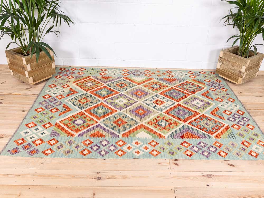 12603 Afghan Vegetable Dyed Kilim Rug 154x206cm (5.0 x 6.9ft)