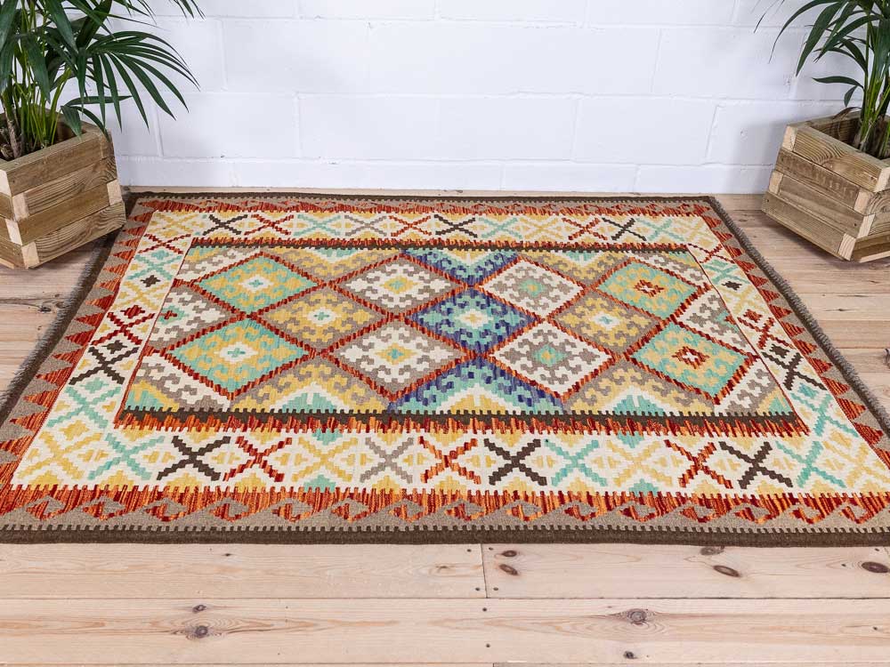 12607 Afghan Vegetable Dyed Kilim Rug 154x197cm (5.0 x 6.5ft)