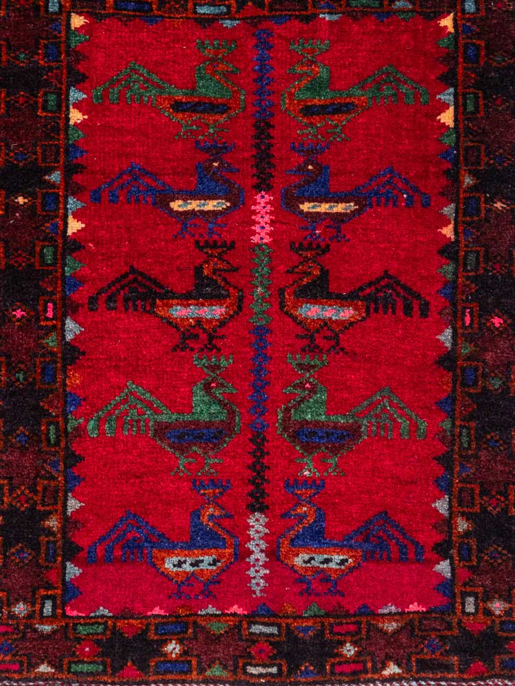 12609 Vintage Small Afghan Baluch Rug 42x58cm (1.4 x 1.11ft)