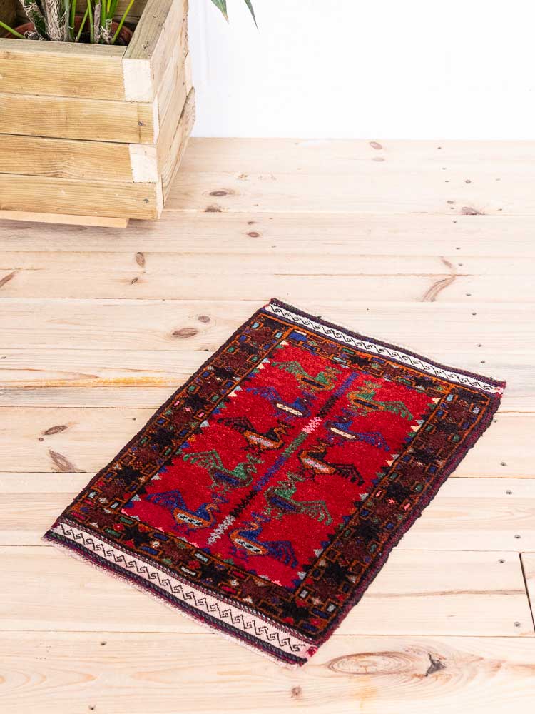 12609 Vintage Small Afghan Baluch Rug 42x58cm (1.4 x 1.11ft)