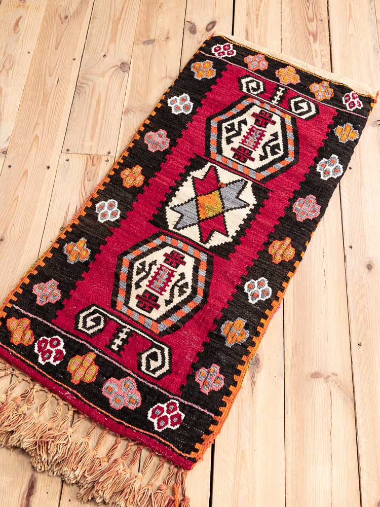 12616 Village Turkish Kilim Malatya Floor Cushion 49x102cm (1.7 x 3.4ft)