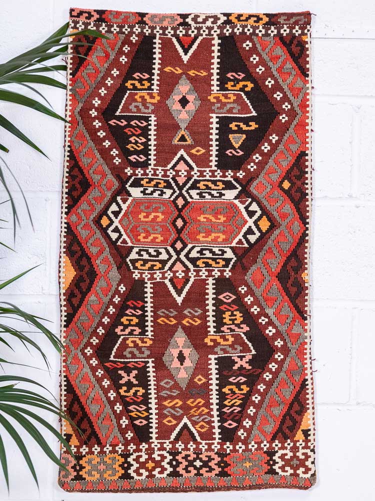 12619 Village Turkish Kars Kilim Floor Cushion 57x105cm (1.10 x 3.5ft)