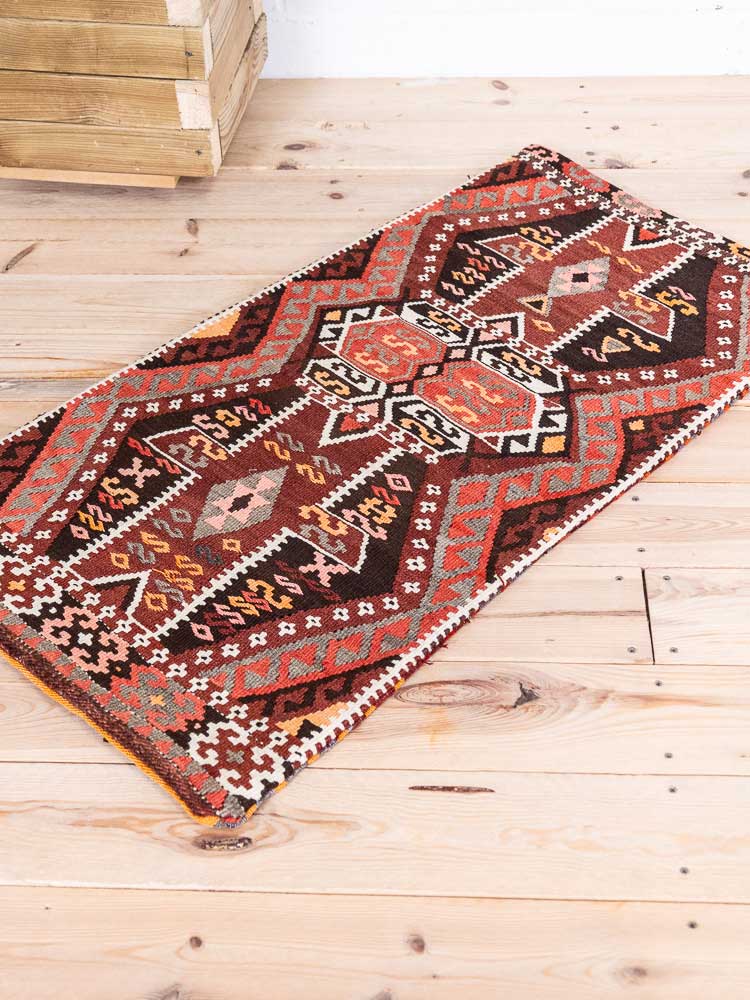 12619 Village Turkish Kars Kilim Floor Cushion 57x105cm (1.10 x 3.5ft)