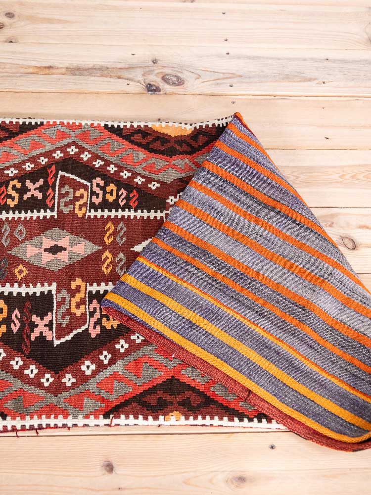 12619 Village Turkish Kars Kilim Floor Cushion 57x105cm (1.10 x 3.5ft)