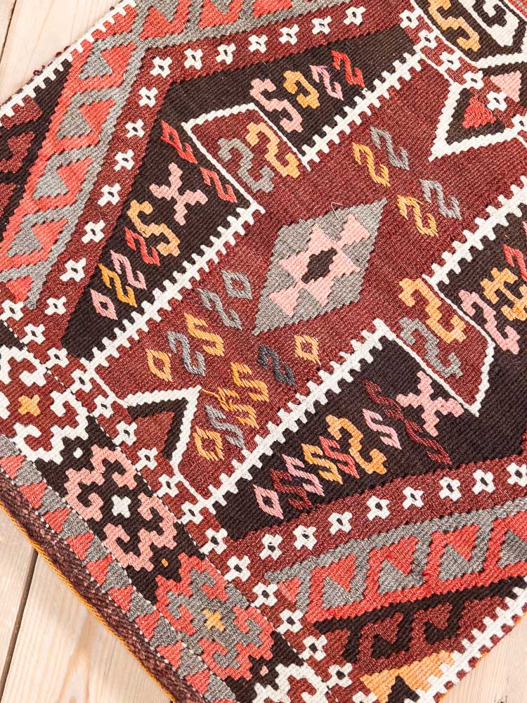 12619 Village Turkish Kars Kilim Floor Cushion 57x105cm (1.10 x 3.5ft)