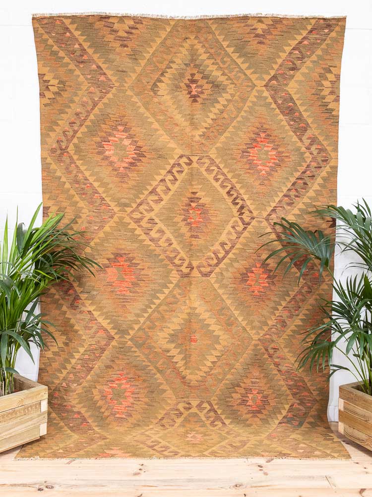 12628 Large Vintage Turkish Esme Kilim Rug 190x300cm (6.2 x 9.10ft)