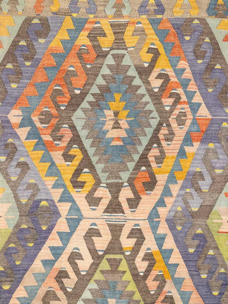 12630 Large Vintage Turkish Esme Kilim Rug 188x351cm (6.2 x 11.6ft)