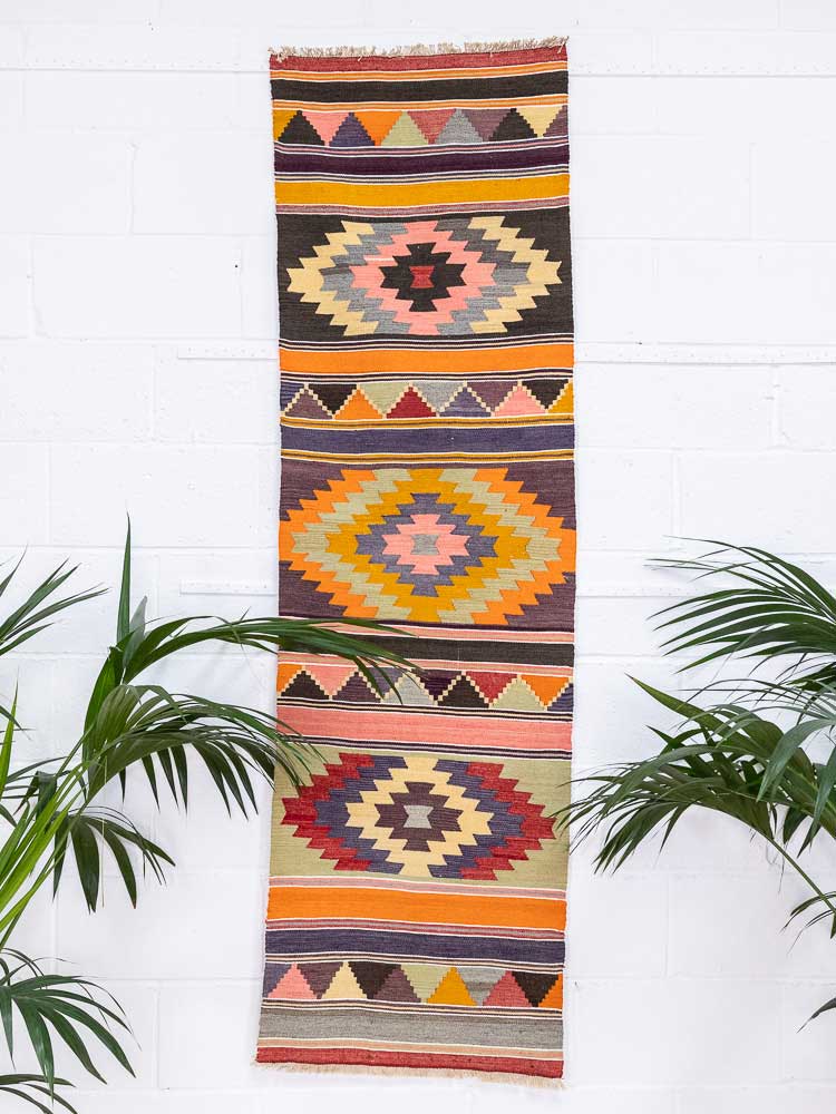 12638 Turkish Acipayam Kilim Runner Rug 64x218cm (2.1 x 7.1ft)