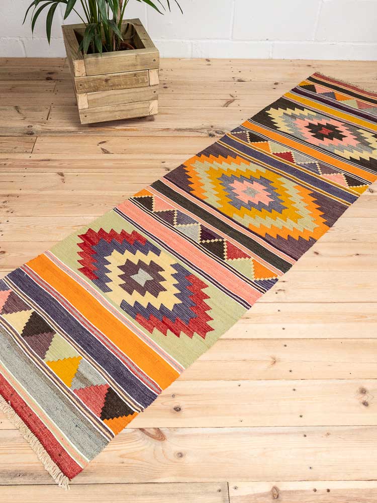 12638 Turkish Acipayam Kilim Runner Rug 64x218cm (2.1 x 7.1ft)