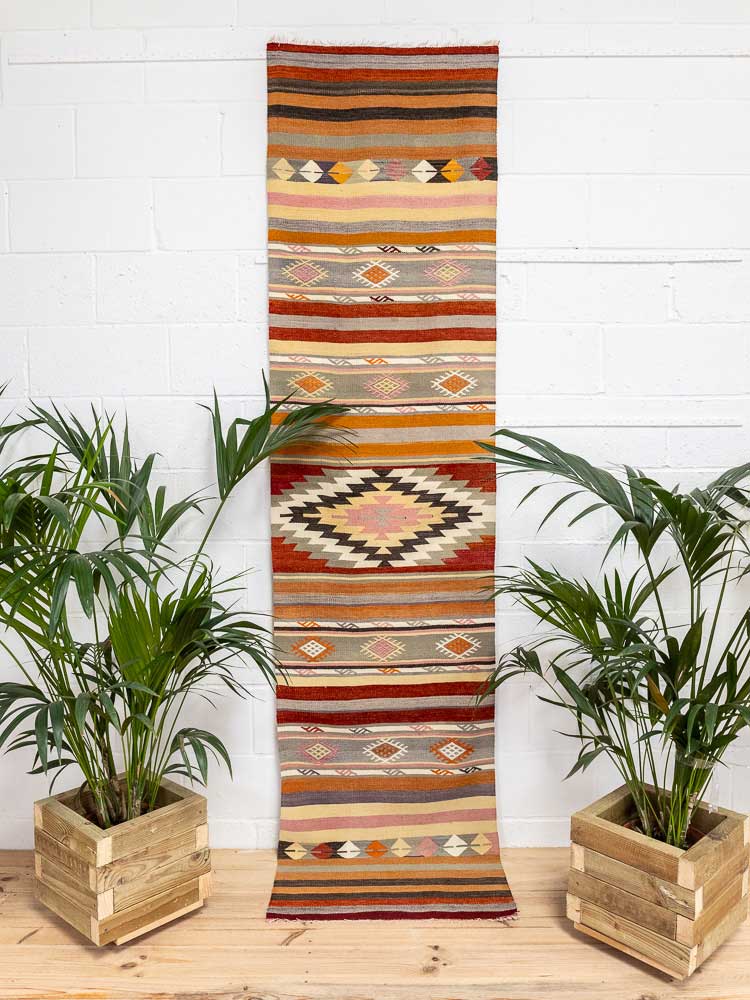 12639 Turkish Acipayam Kilim Runner Rug 71x288cm (2.4 x 9.5ft)