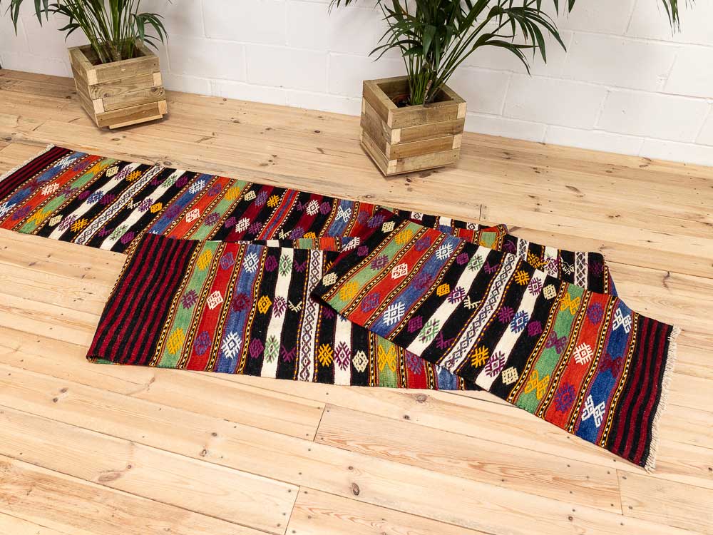 12642 Extra Long Turkish Konya Kilim Runner Rug 60x741cm (1.11 x 24.3ft)