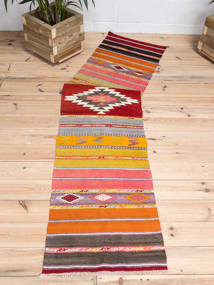 12644 Turkish Acipayam Kilim Runner Rug 57x249cm (1.10 x 8.2ft)