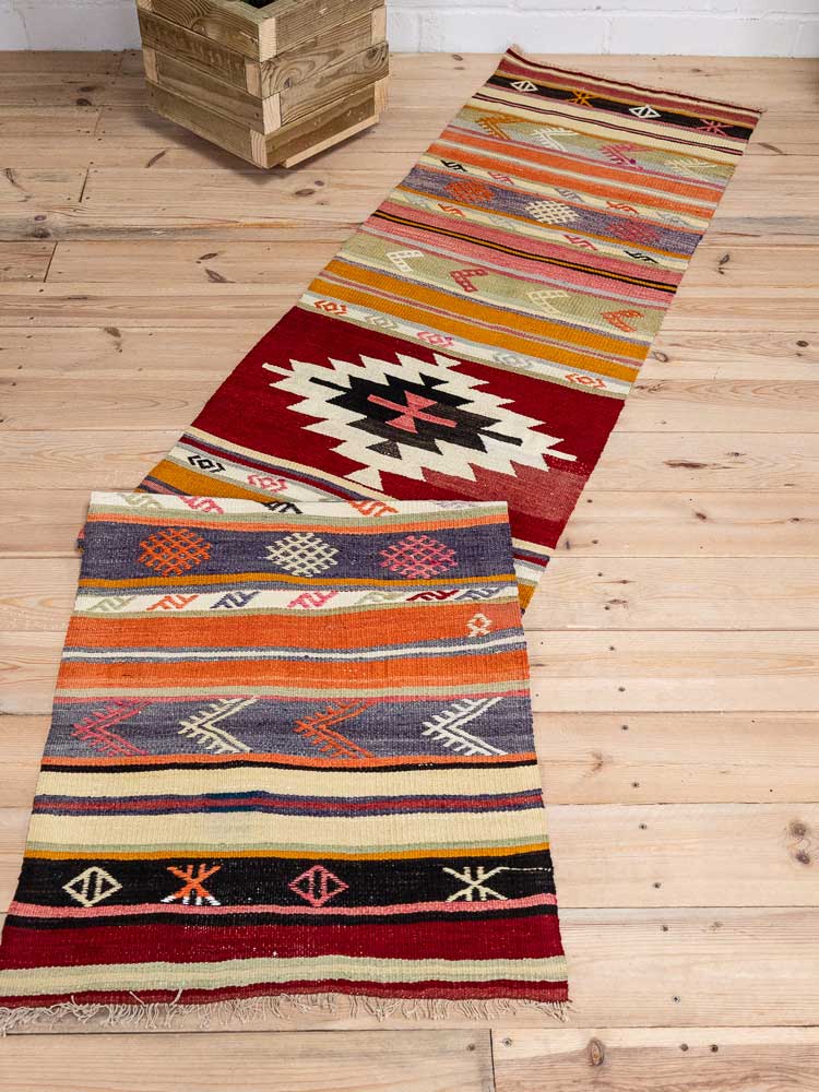 12645 Turkish Acipayam Kilim Runner Rug 60x256cm (1.11 x 8.4ft)