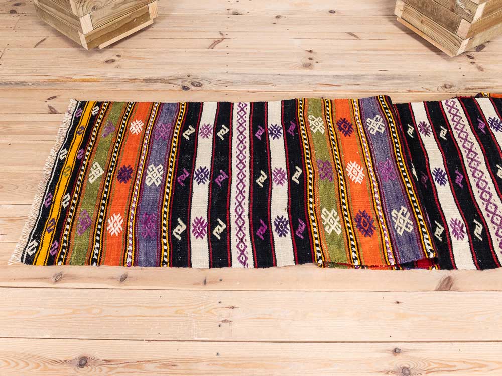 12647 Extra Long Turkish Konya Kilim Runner Rug 65x776cm (2.1 x 25.5ft)